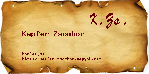 Kapfer Zsombor névjegykártya